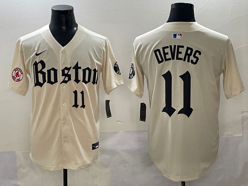Men 2025 Boston Red Sox #11 Devers Cream Five generations Joint Name Nike MLB Jersey style 10